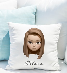Emoji Kız Stiker Yastığı Kişiye Özel