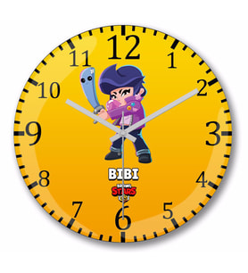 Brawl Stars Bibi And Bull 01  Duvar Saati Bombeli Gercek Cam