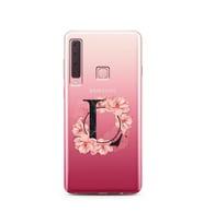 Pembe Çiçekli Harf Tasarım Süper Şeffaf Silikon Telefon Kılıfı Samsung A9 (2018)