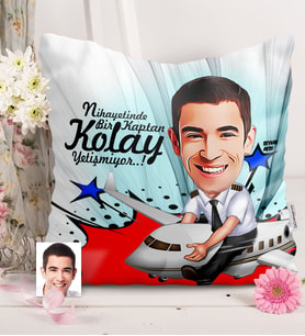BK Gift Kişiye Özel Bay Kaptan Pilot Karikatürlü  Yastık  1