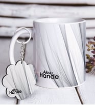 BK Gift Kişiye Özel İsimli Beyaz Kupa ve Anahtarlık Hediye Seti-51 (Model 1)