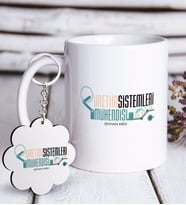BK Gift Kişiye Özel Mesleki Üretim Sistemleri Mühendisi Beyaz Kupa ve Anahtarlık Hediye Seti (Model 1)