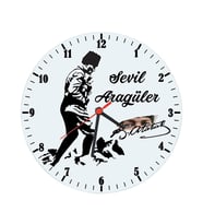 Biresimden Atatürk Hediyesi İmzalı Kişiye Özel İsim Baskılı Cam Duvar Saati