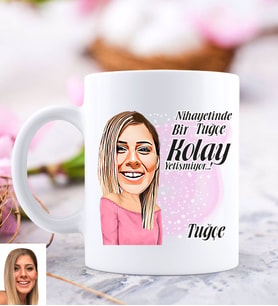 BK Gift Kişiye Özel Kadın Karikatürlü Beyaz Kupa Bardak-55