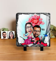 BK Gift Kişiye Özel Evlilik Teklifi Karikatürlü Dekoratif Doğal Taş  2