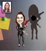 Kişiye Özel Kuaför Bayan Karikatürlü Ahşap Magnet Mod-4