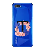 Pembe Çiçekli Harf Tasarım Süper Şeffaf Silikon Telefon Kılıfı Oppo Realmi C2 T-