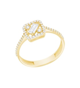 Diamond Line-Gülaylar Altın 14 Ayar Baget Taşlı Yüzük