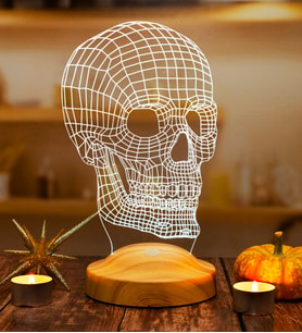 Kuru Kafa Tasarımlı 3D LED Lamba, 3 Boyutlu Kafatası Dijital Artwork Gece Lambası, Kurukafa Gotik Hediye
