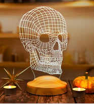 Kuru Kafa Tasarımlı 3D LED Lamba, 3 Boyutlu Kafatası Dijital Artwork Gece Lambası, Kurukafa Gotik Hediye
