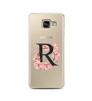 Pembe Çiçekli Harf Tasarım Süper Şeffaf Silikon Telefon Kılıfı Samsung A3 (2017)