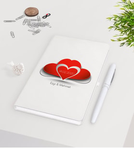 BK Gift Kişiye Özel Sevgililer Günü Beyaz Defter Kalem Seti-117