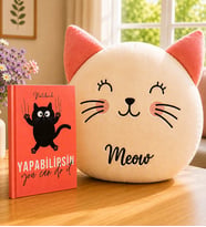 Yapabilirsin Motive Kedi Defter & Sevimli Kedi Polar Yastık