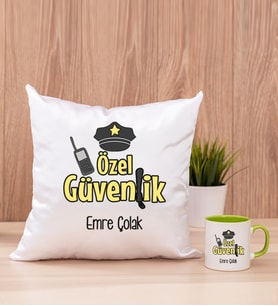 Özel Güvenlik Kare Yastık ve Yeşil Kupa Bardak