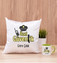 Özel Güvenlik Kare Yastık ve Yeşil Kupa Bardak