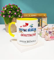Mesajlı Sosyal Bilgiler Öğretmeni Kupa Bardak Sarı