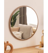 Dfn Wood Kahverengi Mdf Yuvarlak Duvar Salon Banyo Aynası