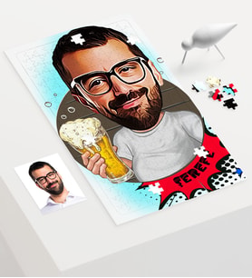 BK Gift Kişiye Özel Şerefe Karikatür 240 Parça A3 Puzzle  1