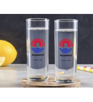 BK Gift Kişiye Özel Renkli Baskılı Kuşadası Tasarımlı Turistik İkili Vodka Bardağı-1 (Beyaz)