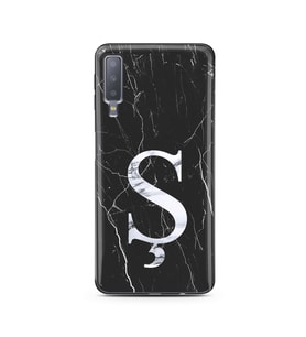 Samsung A7 (2018) Siyah Mermer Harf Tasarımlı Telefon Kılıfı Ş-Harfi 