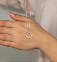 Else Silver Pırlanta Modeli Gümüş Ay Yıldız Kolye