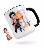 BK Gift Kişiye Özel Sevgililer Karikatürlü Siyah Kupa Bardak-15