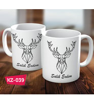 Kişiye Özel İsimli Minimalist Geyik Hediye Kupa Bardak