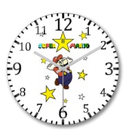 Super Mario Classica Fan Art Duvar Saati Bombeli Gercek Cam