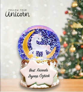 Kişiye Özel Arkadaşa Hediye Unicorn Renk Değiştiren Işıklı Kar Küresi