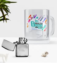 BK Gift Kişiye Özel İlk Babalar Günün Kutlu Olsun Cam Kupa Bardak Benzinli Çakmak Seti-6 (Model 1)