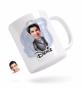BK Gift Kişiye Özel Erkek Mühendis Karikatürlü Beyaz Kupa Bardak-1