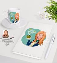 BK Gift Kişiye Özel Bayan Sınıf Öğretmeni Beyaz Defter Kalem Türk Kahvesi Fincanı Seti-1 (Model 1)