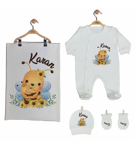 Pia Baby GL 2015 İsme Özel Arılı Battaniye Tulum Set