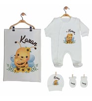 Pia Baby GL 2015 İsme Özel Arılı Battaniye Tulum Set
