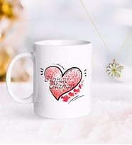 BK Gift Kişiye Özel Sevgililer Günü Kupa ve Çift İsimli Papatya Kolye-6 (Model 1)