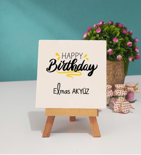 Happy Birthday Tasarımlı Kişiye Özel Doğum Günü Hediyesi Dekoratif Taş Baskı 
