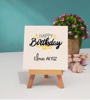 Happy Birthday Tasarımlı Kişiye Özel Doğum Günü Hediyesi Dekoratif Taş Baskı 