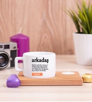 Arkadaş Kelime Anlamı Ahşap Altlıklı Mumlu Fincan