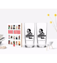 BK Gift Kişiye Özel Renkli Baskılı Hangimiz Sevmedik Çılgınlar Gibi Silüet Tasarımlı İkili Rakı Bardağı ve Rakı Cep Kitabı Hediye Seti-7 (Model 1)