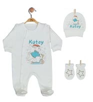 Pia Baby Gl 1926-01 İsme Özel Üçlü Tulum Set