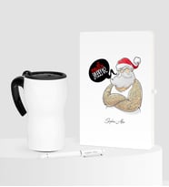 BK Gift Kişiye Özel Yılbaşı Noel Baba Temalı Beyaz Defter Kalem Termos Mug Seti - 4
