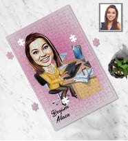 Kişiye Özel İş Kadını Karikatürlü A3 240 Parça Puzzle Bayan-8