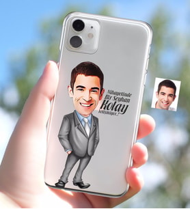 BK Gift Kişiye Özel Erkek Kolay Yetişmiyor Karikatürlü iPhone 11 İnce Şeffaf Silikon Telefon Kapağı-1 (Beyaz)