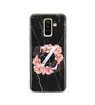 Mermer Çiçekli Harf Tasarım Süper Şeffaf Silikon Telefon Kılıfı Samsung A6 Plus 