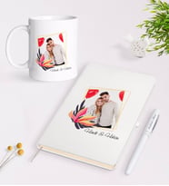 BK Gift Kişiye Özel İsimli Fotoğraflı Beyaz Defter Kalem ve Kupa Seti-27 (Model 1)