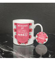 Dünyanın En Güzel Annesi Kupa Bardak ve Anahtarlık Set
