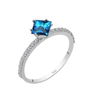 Sirius Pırlanta ve Prenses Kesim London Blue Topaz Yüzük 0723R0190