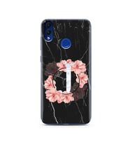 Mermer Çiçekli Harf Tasarım Süper Şeffaf Silikon Telefon Kılıfı Huawei Honor 8C 