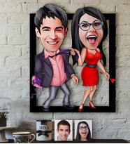 BK Gift Kişiye Özel Sevgililer Karikatürlü 3D Ahşap Tablo-4