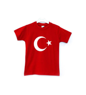 Kısa Kollu Ay Yıldız Bayraklı Tişört (Kırmızı)